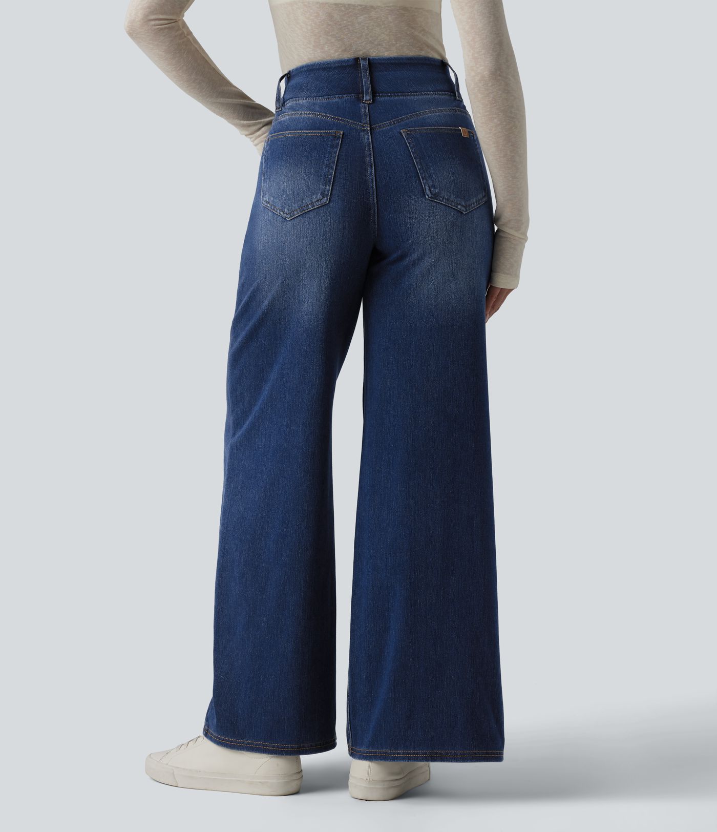 Halara Flex™ High Waisted Wide Leg Denim Casual Leggings with Pockets