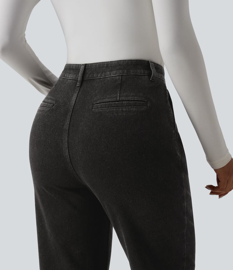 Halara Flex™ Jean droit casual 7/8 taille haute avec poches