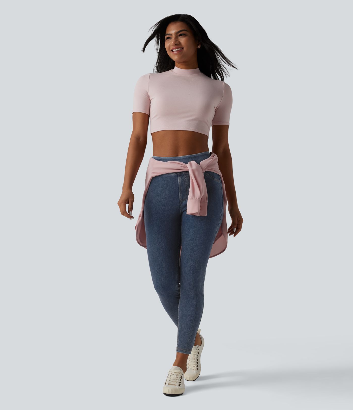 Halara Flex™ High Waisted Draped Denim Casual 7/8 Leggings with Pockets