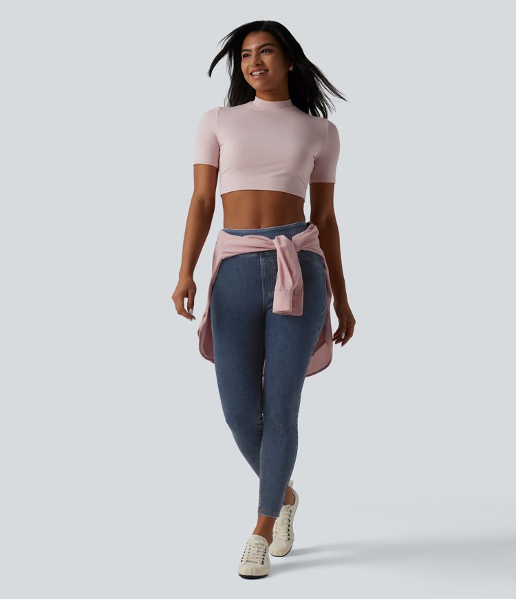 Halara Flex™ High Waisted Draped Denim Casual 7/8 Leggings with Pockets