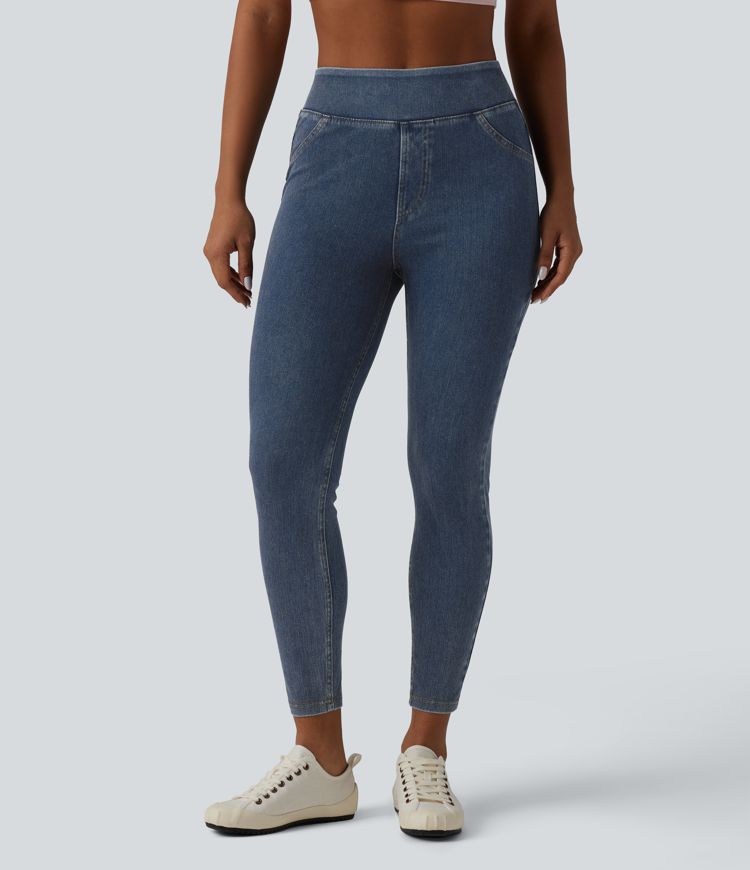 Halara Flex™ High Waisted Draped Denim Casual 7/8 Leggings with Pockets