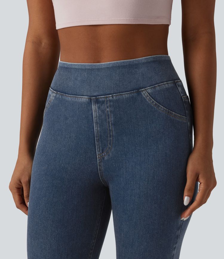 Halara Flex™ High Waisted Draped Denim Casual 7/8 Leggings with Pockets