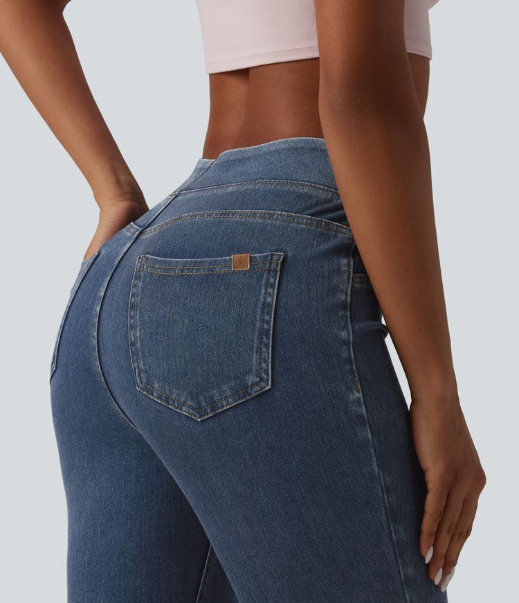 Halara Flex™ High Waisted Draped Denim Casual 7/8 Leggings with Pockets