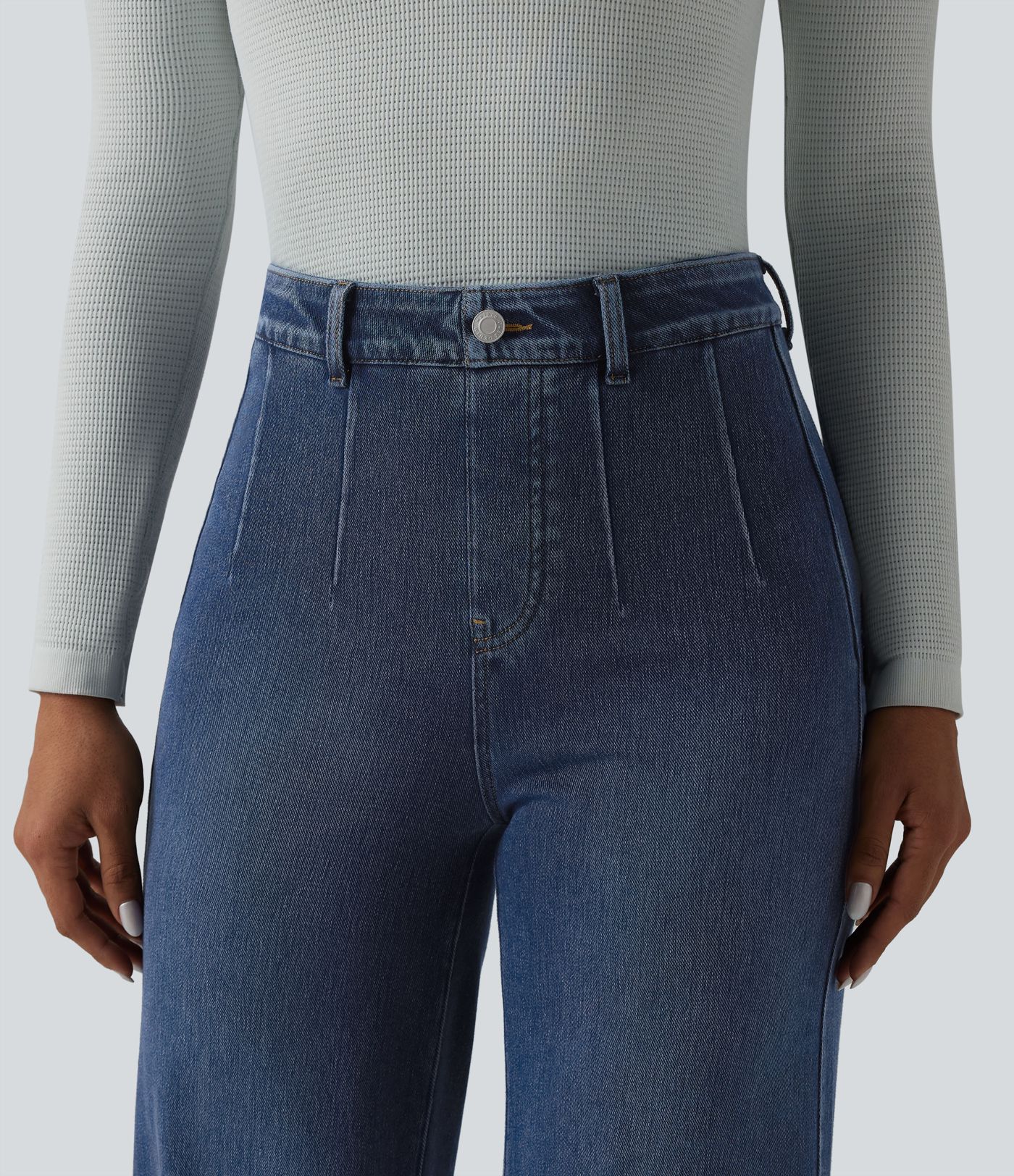 Halara Flex™ Curvy High Waisted Tummy Control Wide Leg Casual Jeans with Pockets