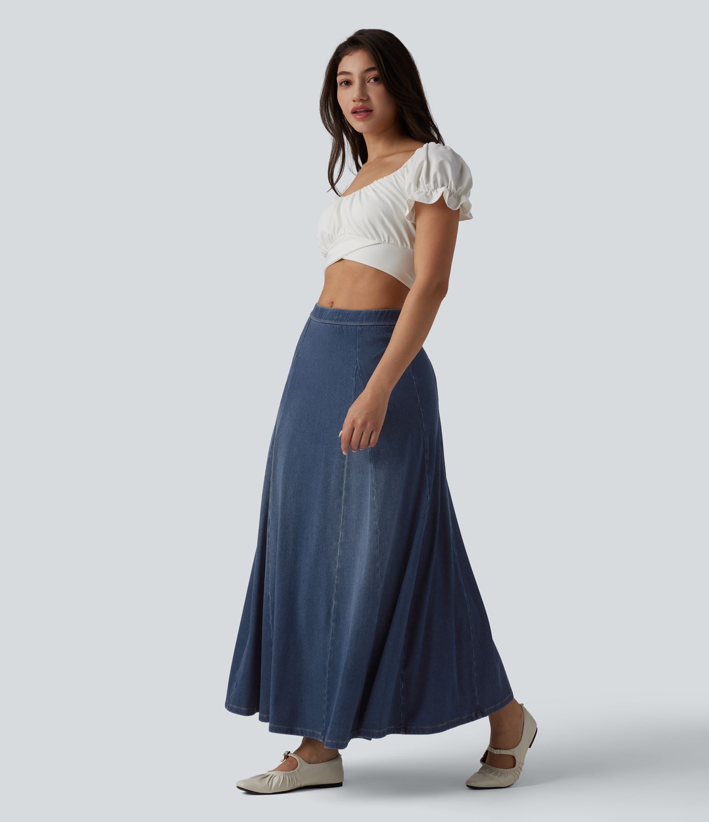 Halara Flex™ Mid Rise Draped Flowy Mermaid Maxi Casual Skirt