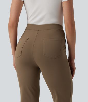 Halara Flex™ DayStretch asimetrične zvonaste radne hlače sa srednjim strukama i džepovima