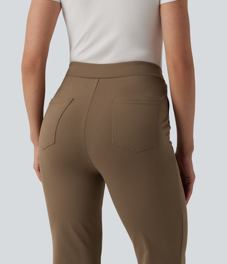 Halara Flex™ DayStretch asimetrične zvonaste radne hlače sa srednjim strukama i džepovima