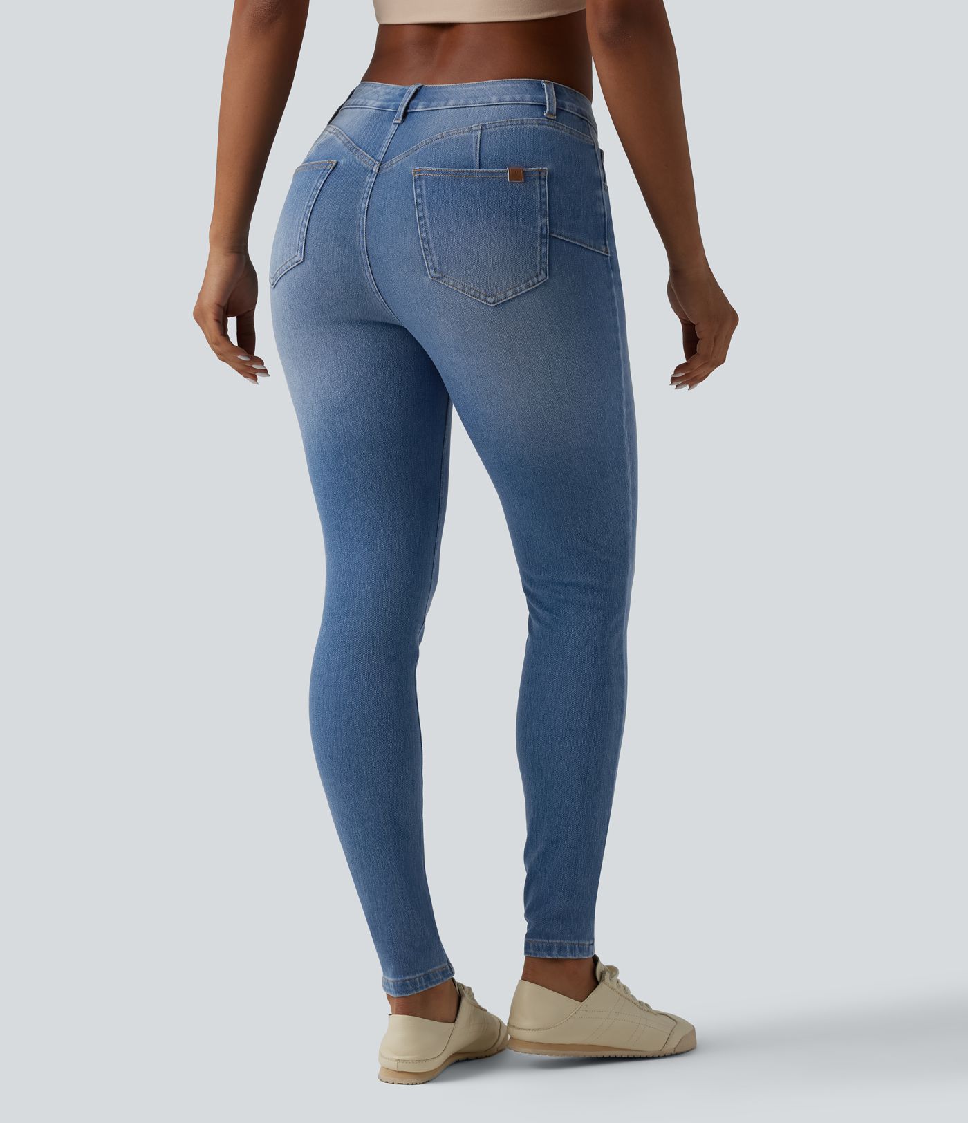 Halara Flex™ Curvy Mid Rise Skinny Casual Jeans with Pockets Halara Flex™ Curvy Mid Rise Skinny Casual Jeans with Pockets
