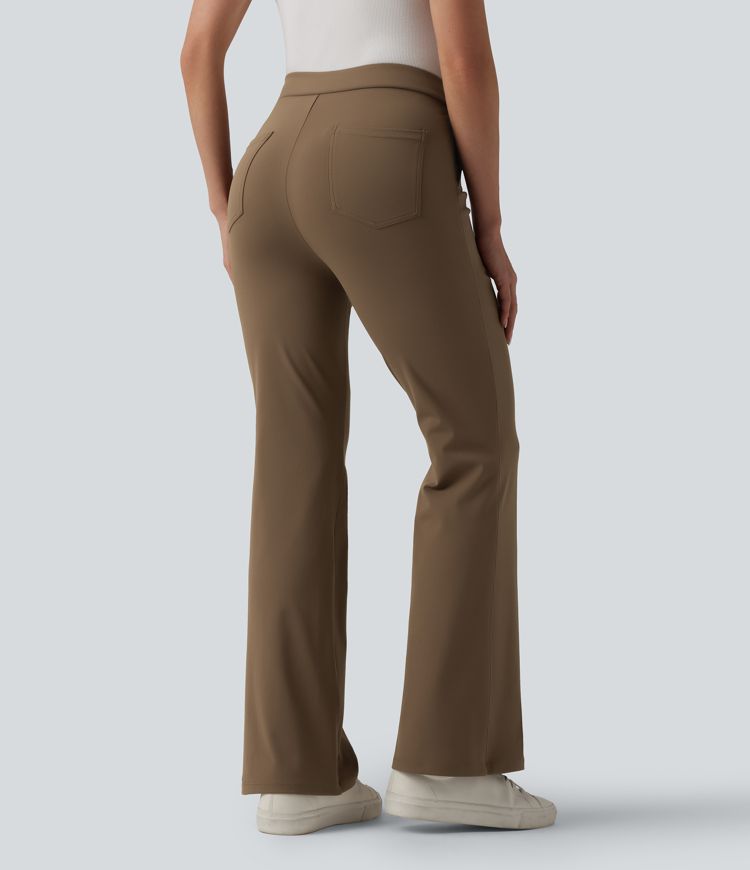 Halara Flex™ DayStretch asimetrične zvonaste radne hlače sa srednjim strukama i džepovima