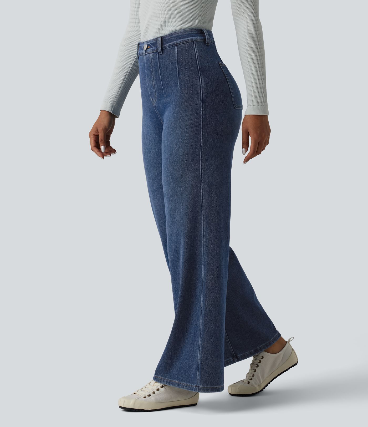 Halara Flex™ Curvy High Waisted Tummy Control Wide Leg Casual Jeans with Pockets