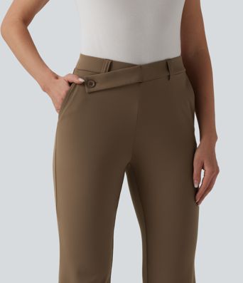 Halara Flex™ DayStretch asimetrične zvonaste radne hlače sa srednjim strukama i džepovima