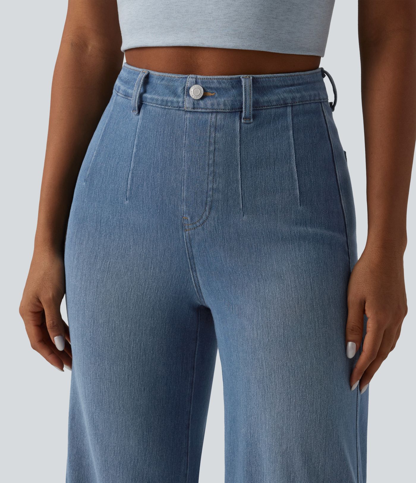 Halara Flex™ Curvy High Waisted Tummy Control Wide Leg Casual Jeans with Pockets