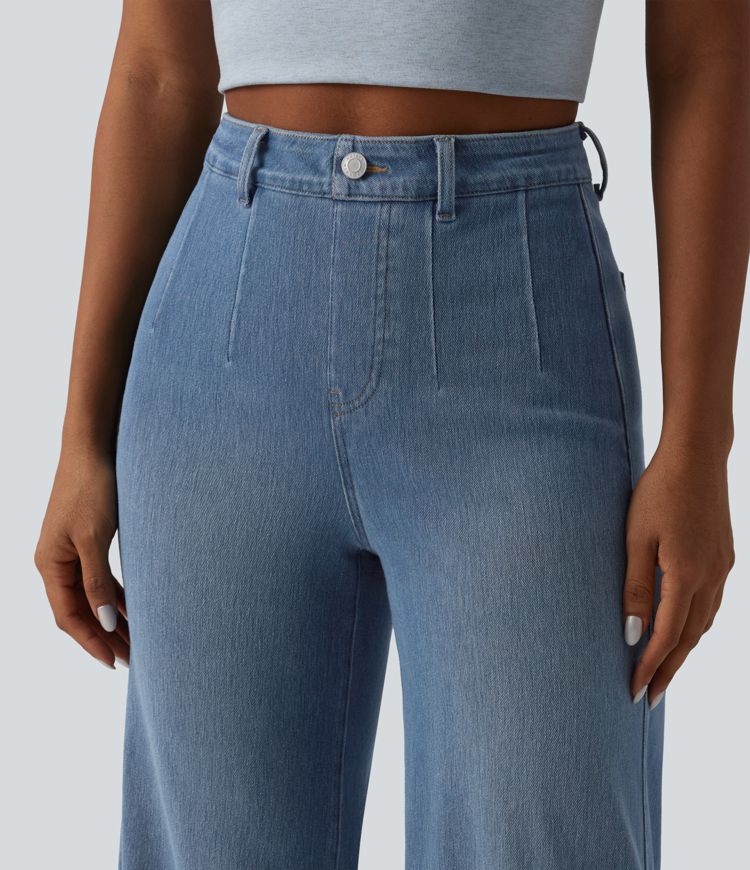 Halara Flex™ Curvy High Waisted Tummy Control Wide Leg Casual Jeans with Pockets