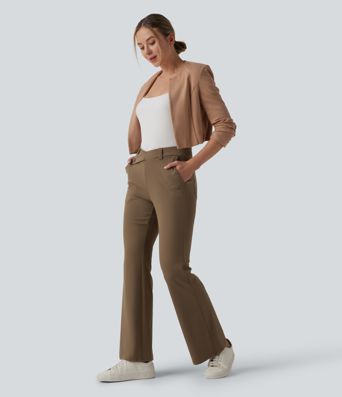 Halara Flex™ DayStretch asimetrične zvonaste radne hlače sa srednjim strukama i džepovima