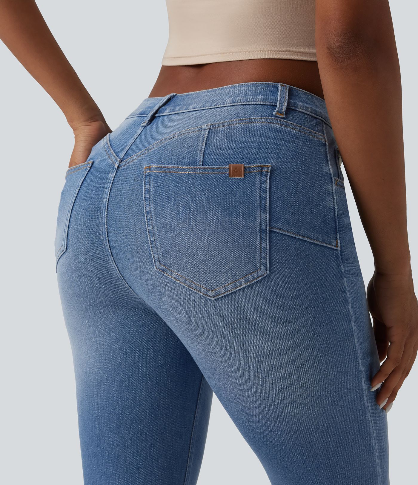 Halara Flex™ Curvy Mid Rise Skinny Casual Jeans with Pockets Halara Flex™ Curvy Mid Rise Skinny Casual Jeans with Pockets