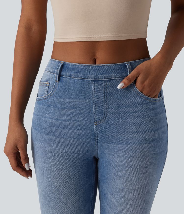 Halara Flex™ Curvy Mid Rise Skinny Casual Jeans with Pockets Halara Flex™ Curvy Mid Rise Skinny Casual Jeans with Pockets