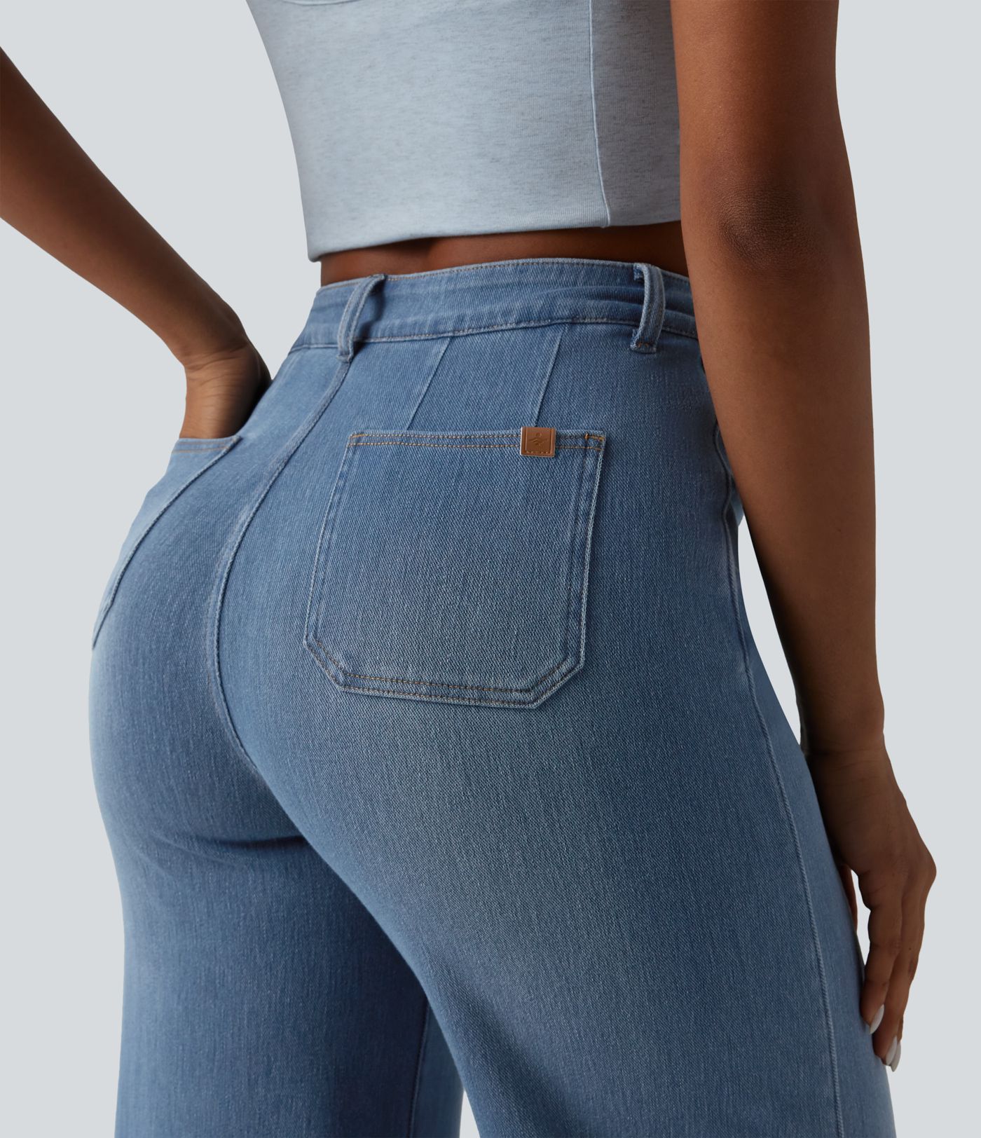 Halara Flex™ Curvy High Waisted Tummy Control Wide Leg Casual Jeans with Pockets