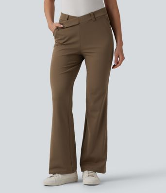 Halara Flex™ DayStretch asimetrične zvonaste radne hlače sa srednjim strukama i džepovima