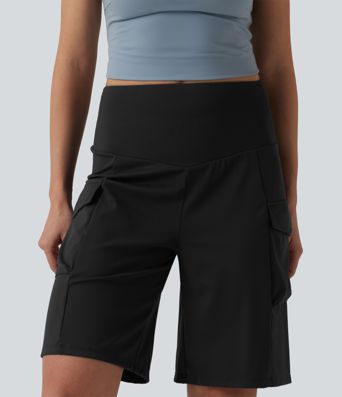 Mid Rise Cargo Yoga Baggy Shorts with Pockets