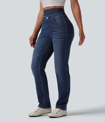 Halara Flex™ Double Waistband High Waisted Tummy Control Slim Casual Jeans with pockets