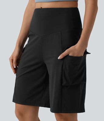 Mid Rise Cargo Yoga Baggy Shorts with Pockets