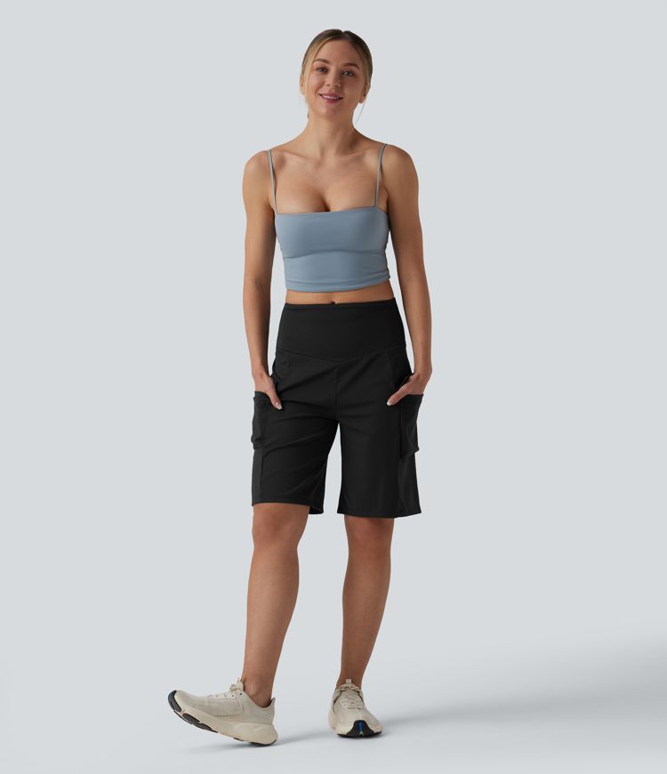 Mid Rise Cargo Yoga Baggy Shorts with Pockets