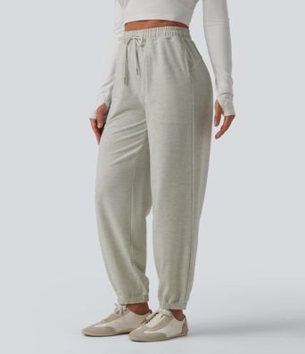 Mid Rise Drawstring Casual Joggers with Pockets