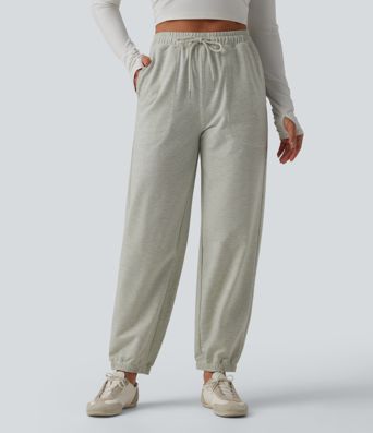 Mid Rise Drawstring Casual Joggers with Pockets