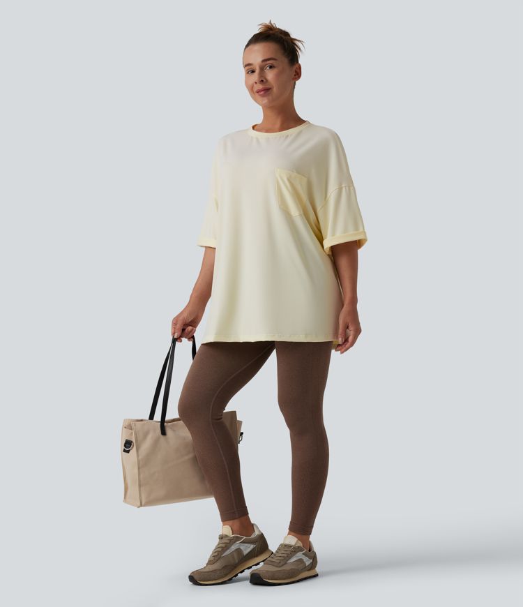 Round Neck Casual T-Shirt with Pocket