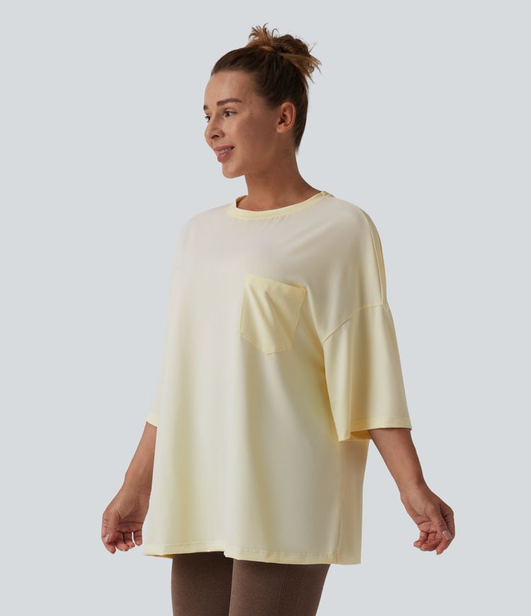 Round Neck Casual T-Shirt with Pocket