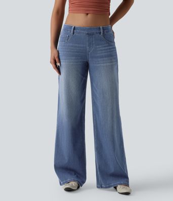 Halara Flex™ Low Rise Wide Leg Casual Jeans with Pockets