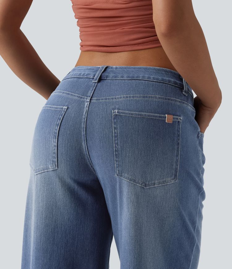 Halara Flex™ Low Rise Wide Leg Casual Jeans with Pockets