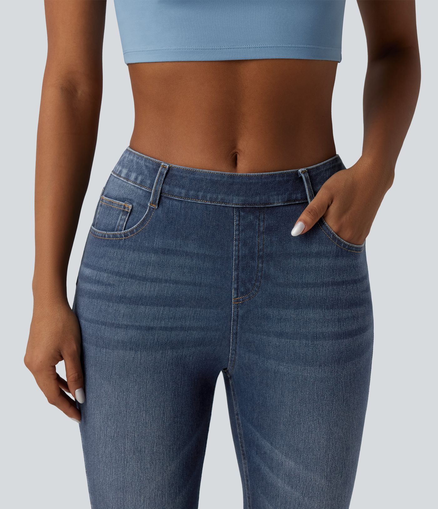 Halara Flex™ Curvy Mid Rise Skinny Casual Jeans with Pockets