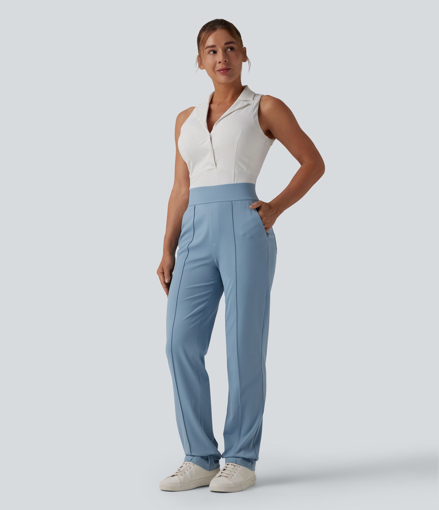  High Waisted Quick Dry Golf Pants with Pockets-Golf Tee-UPF40+