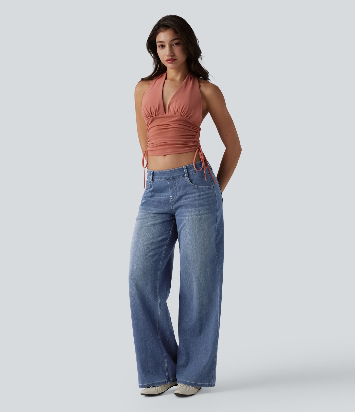 Halara Flex™ Low Rise Wide Leg Casual Jeans with Pockets