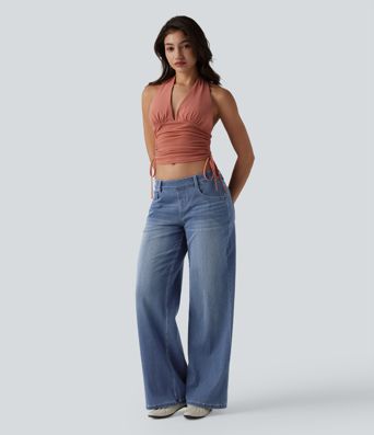 Halara Flex™ Low Rise Wide Leg Casual Jeans with Pockets