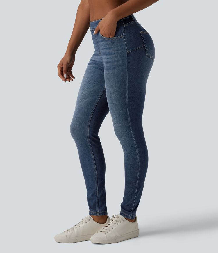Halara Flex™ Curvy Mid Rise Skinny Casual Jeans with Pockets