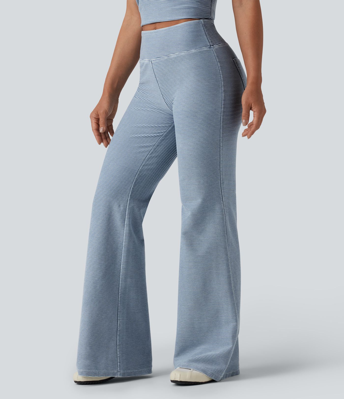 Halara Flex™ Mid Rise Stripes Casual Flare Jeans with Pockets