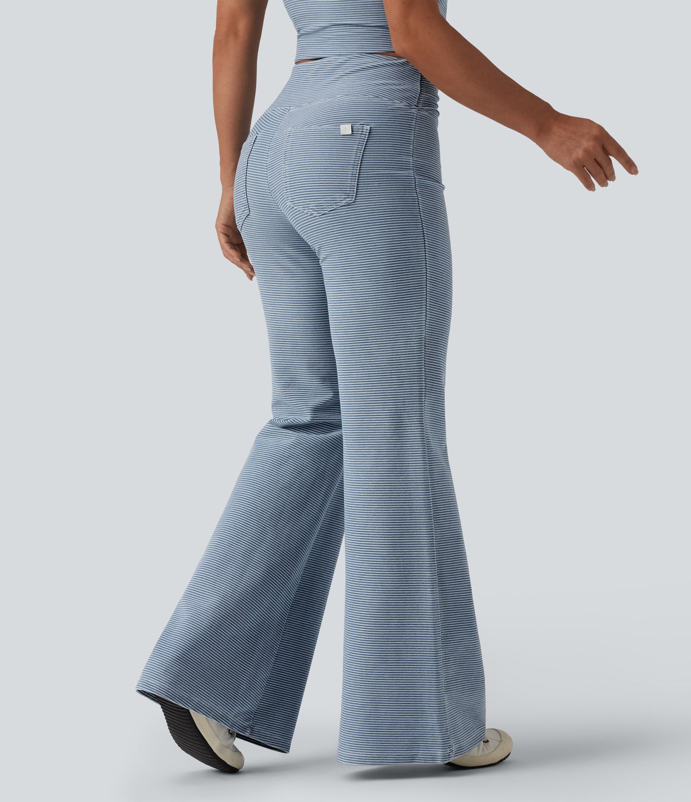 Halara Flex™ Mid Rise Stripes Casual Flare Jeans with Pockets