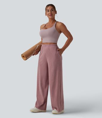 High Waisted Wide Leg Yoga Pants with Pockets