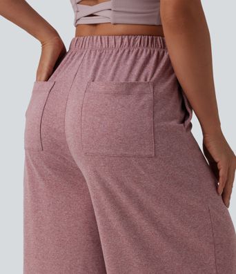 High Waisted Wide Leg Yoga Pants with Pockets