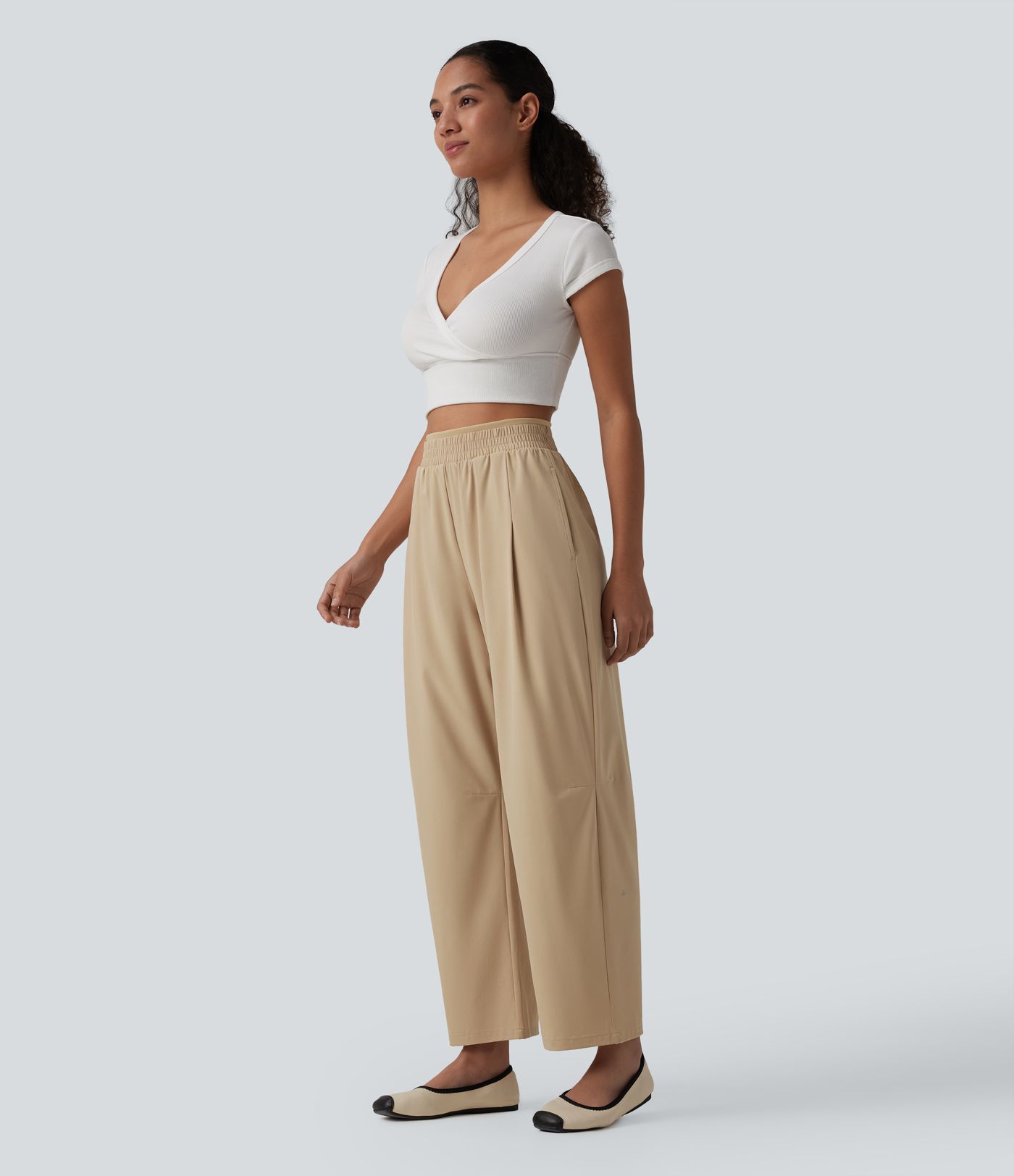 Breezeful™ Mid Rise Barrel Leg Quick Dry Dance Trousers with Pockets