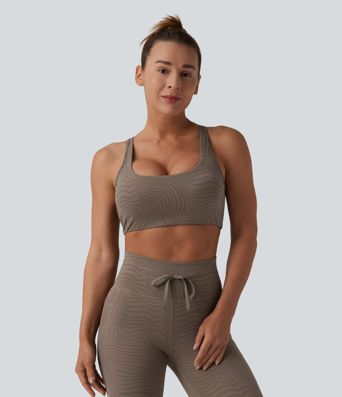 Halara UltraSculpt™ Zerba Print U Neck Cropped Yoga Sports Bra
