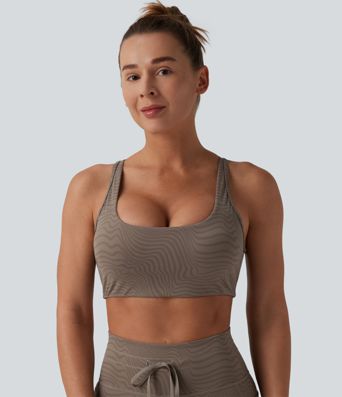 Halara UltraSculpt™ Zerba Print U Neck Cropped Yoga Sports Bra