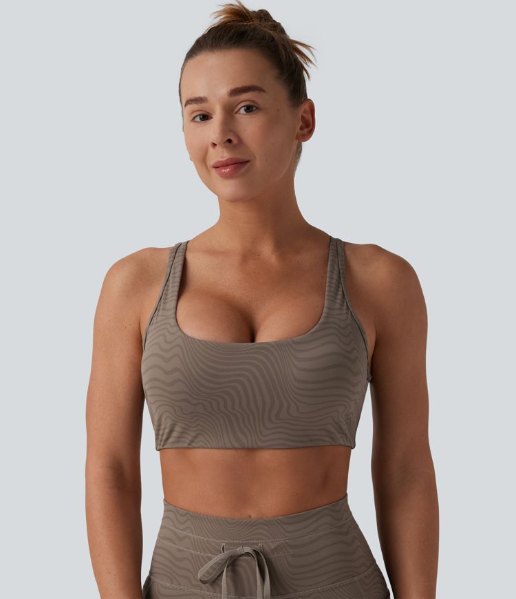 Halara UltraSculpt™ Zerba Print U Neck Cropped Yoga Sports Bra