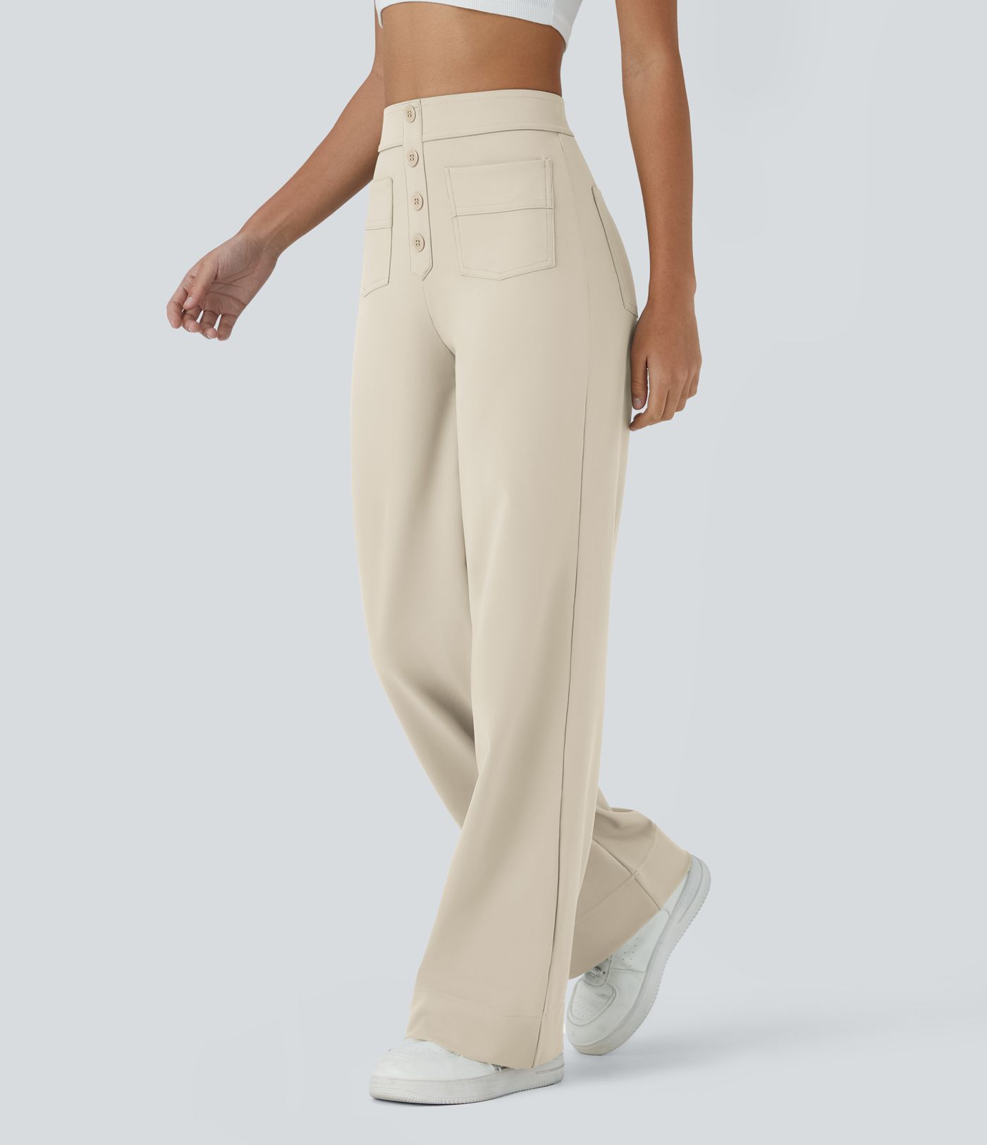 DayStretch High Waisted Pockets Straight Leg Casual Pants