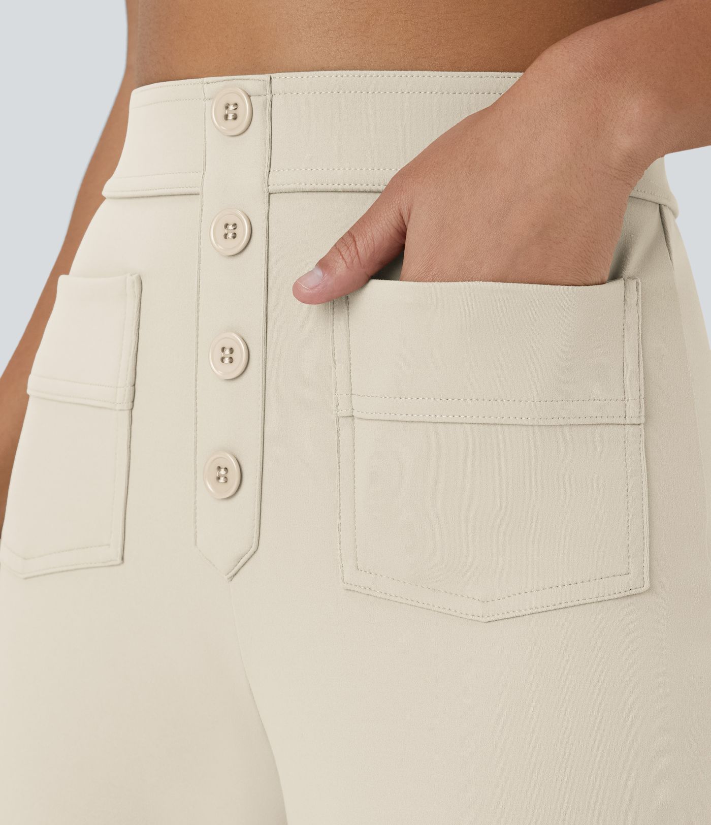 DayStretch High Waisted Pockets Straight Leg Casual Pants