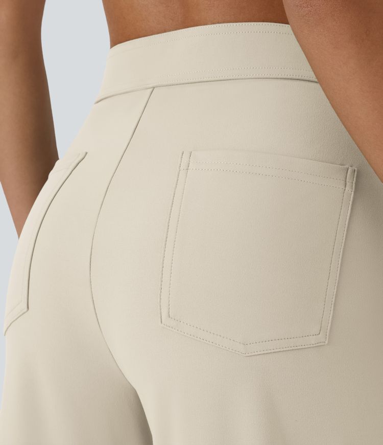 DayStretch High Waisted Pockets Straight Leg Casual Pants