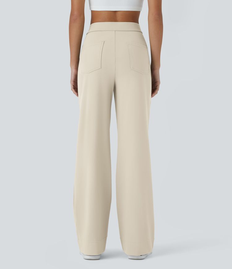 DayStretch High Waisted Pockets Straight Leg Casual Pants