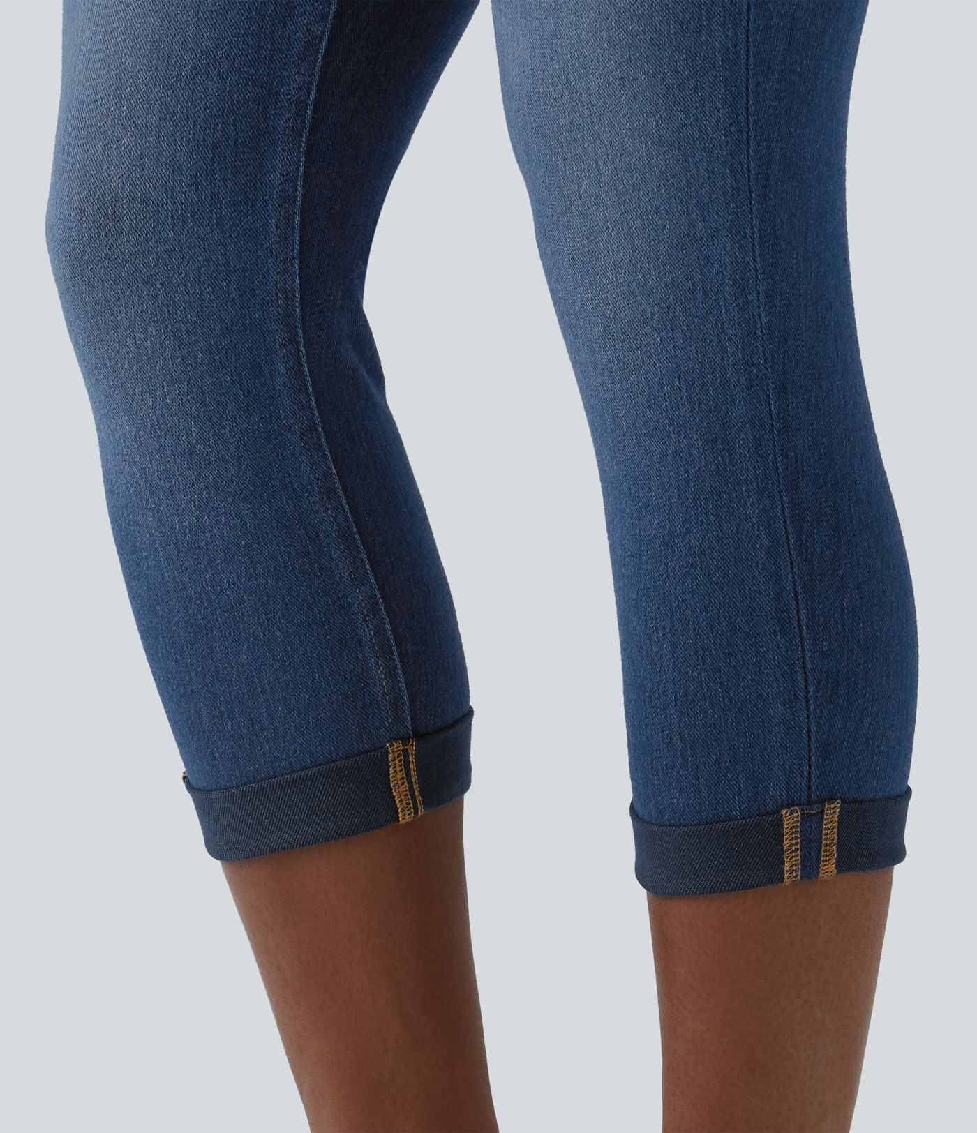 Halara Flex™ High Waisted Rolled Hem Capri Casual Skinny Jeans with Pockets